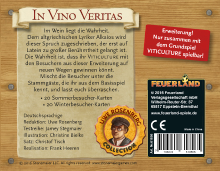 In Vino Veritas, Feuerland Spiele